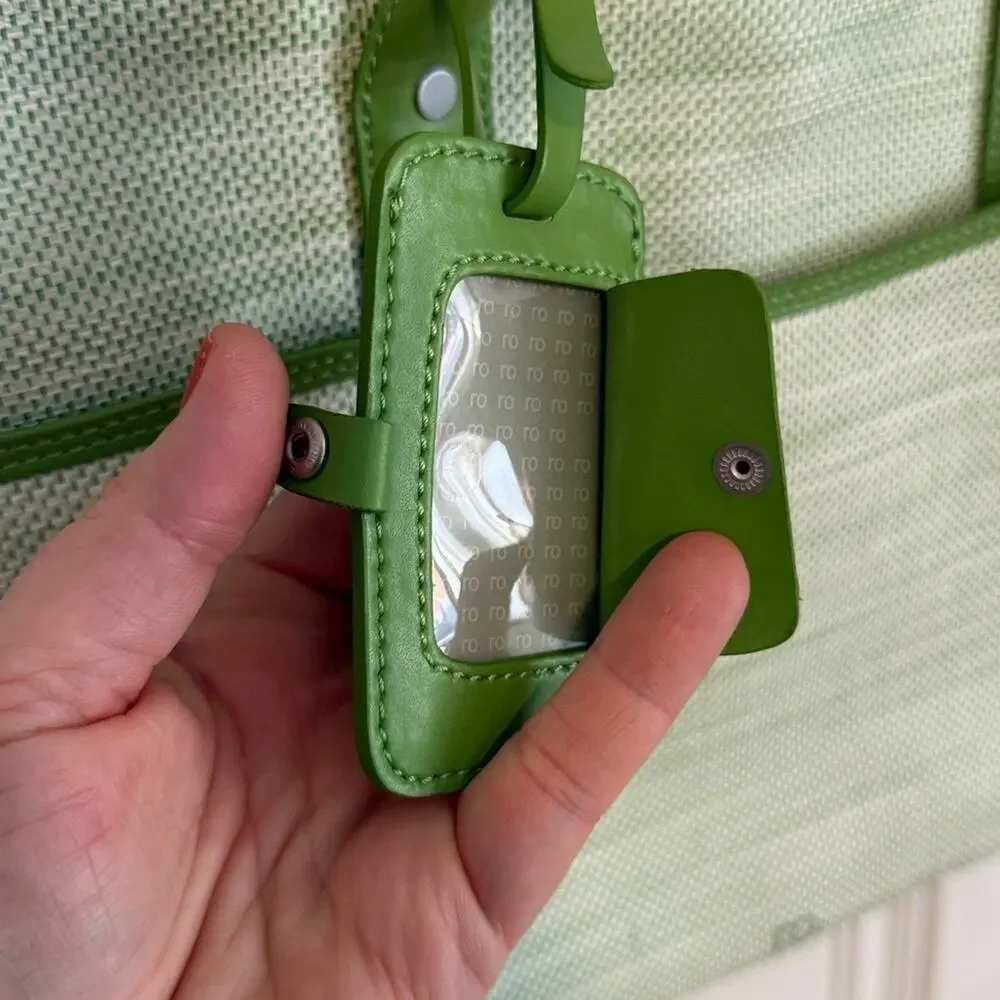 Ro Lulu lime green designer messenger laptop carry on bag purse briefcase